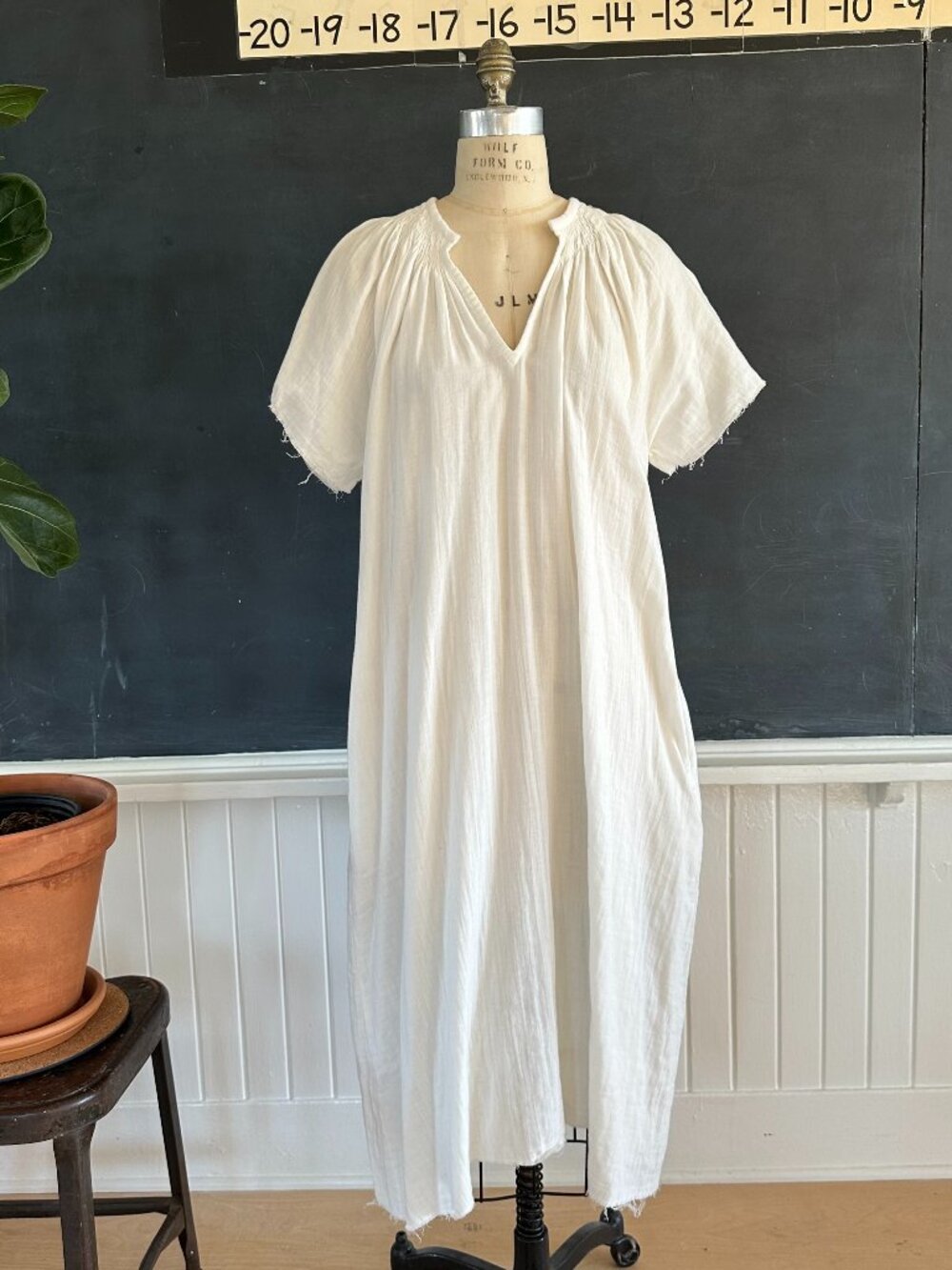 Voloshin Ivory Gauze Smocked Maxi Dress Size M NWOT